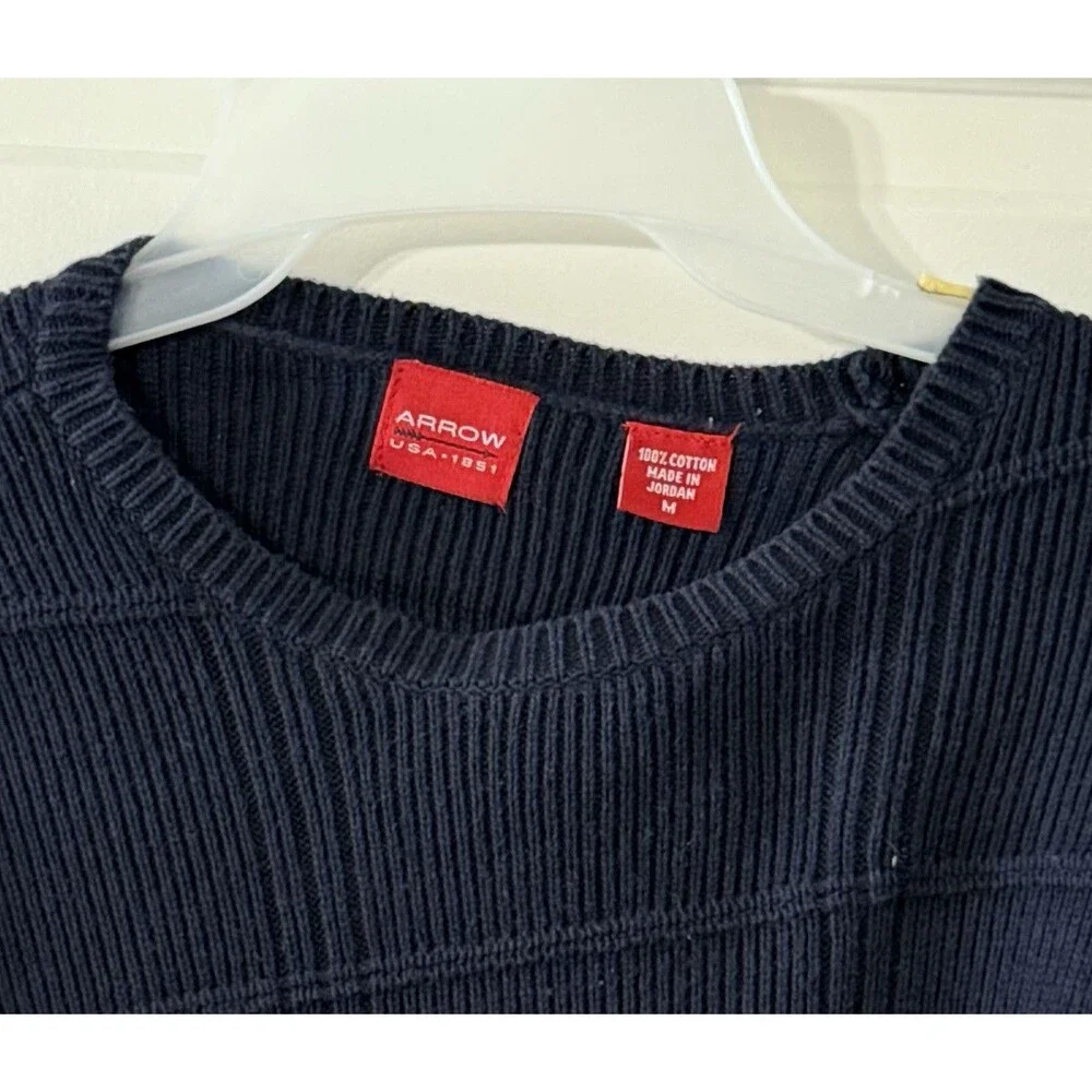 Arrow USA 1851 | Men’s Pullover Sweater | Navy Blue | Medium | 100% Cotton |